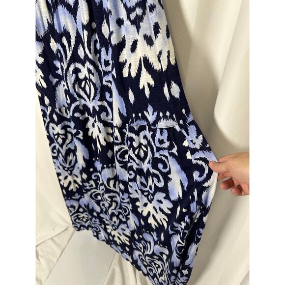 INC International Concepts‎ Off the Shoulder Ruffle Blue Ikat Maxi Dress Sz S - Picture 7 of 14
